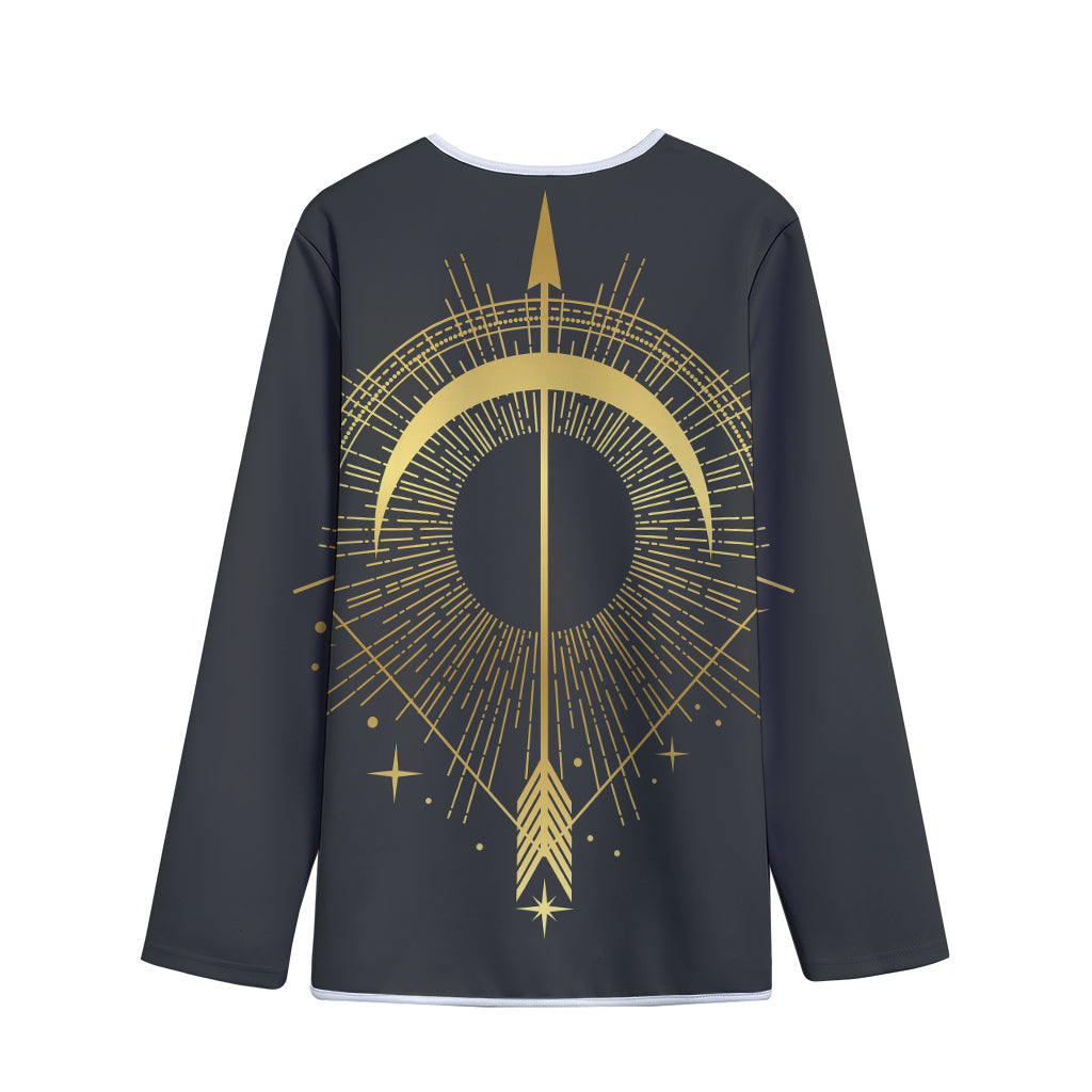 Gold Sagittarius Sign Print Long Sleeve Short Coat