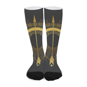 Gold Sagittarius Sign Print Long Socks