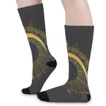 Gold Sagittarius Sign Print Long Socks