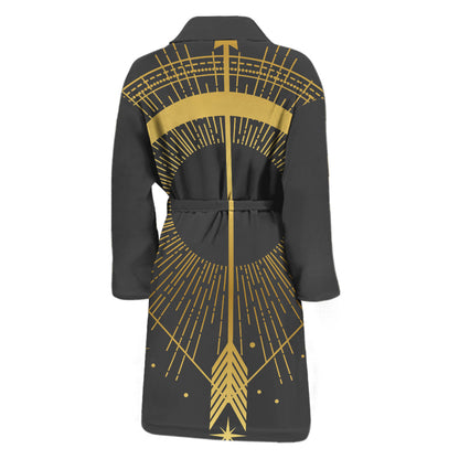 Gold Sagittarius Sign Print Men's Bathrobe