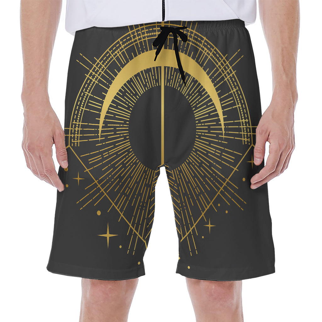 Gold Sagittarius Sign Print Men's Beach Shorts