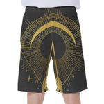 Gold Sagittarius Sign Print Men's Beach Shorts