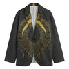 Gold Sagittarius Sign Print Men's Cotton Blazer