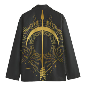 Gold Sagittarius Sign Print Men's Cotton Blazer