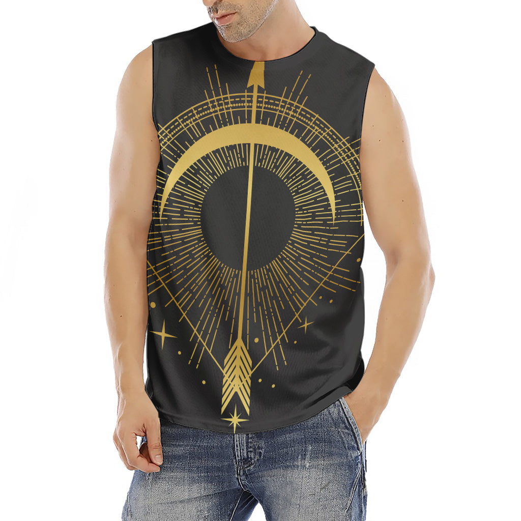 Gold Sagittarius Sign Print Men's Fitness Tank Top