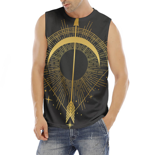 Gold Sagittarius Sign Print Men's Fitness Tank Top
