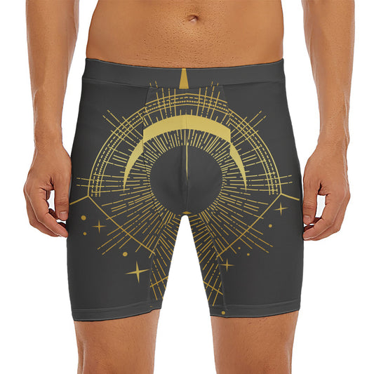 Gold Sagittarius Sign Print Men's Long Boxer Briefs