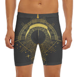 Gold Sagittarius Sign Print Men's Long Boxer Briefs