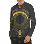 Gold Sagittarius Sign Print Men's Long Sleeve Rash Guard