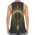 Gold Sagittarius Sign Print Men's Muscle Tank Top
