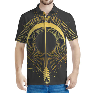 Gold Sagittarius Sign Print Men's Polo Shirt