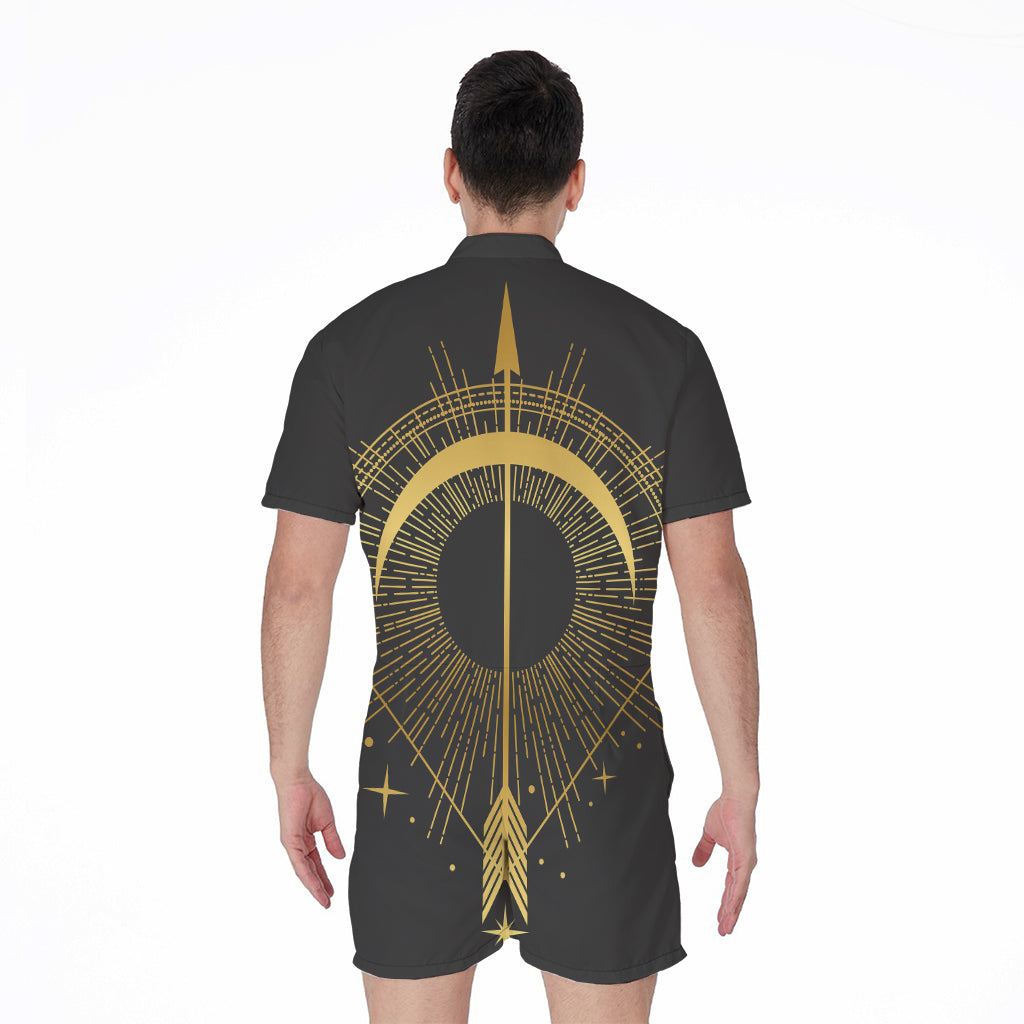 Gold Sagittarius Sign Print Men's Rompers