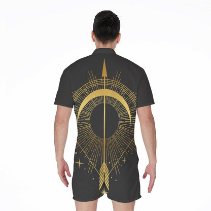 Gold Sagittarius Sign Print Men's Rompers