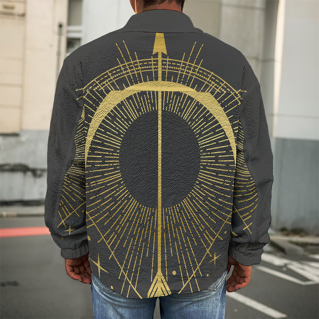 Gold Sagittarius Sign Print Men's Shirt Jacket