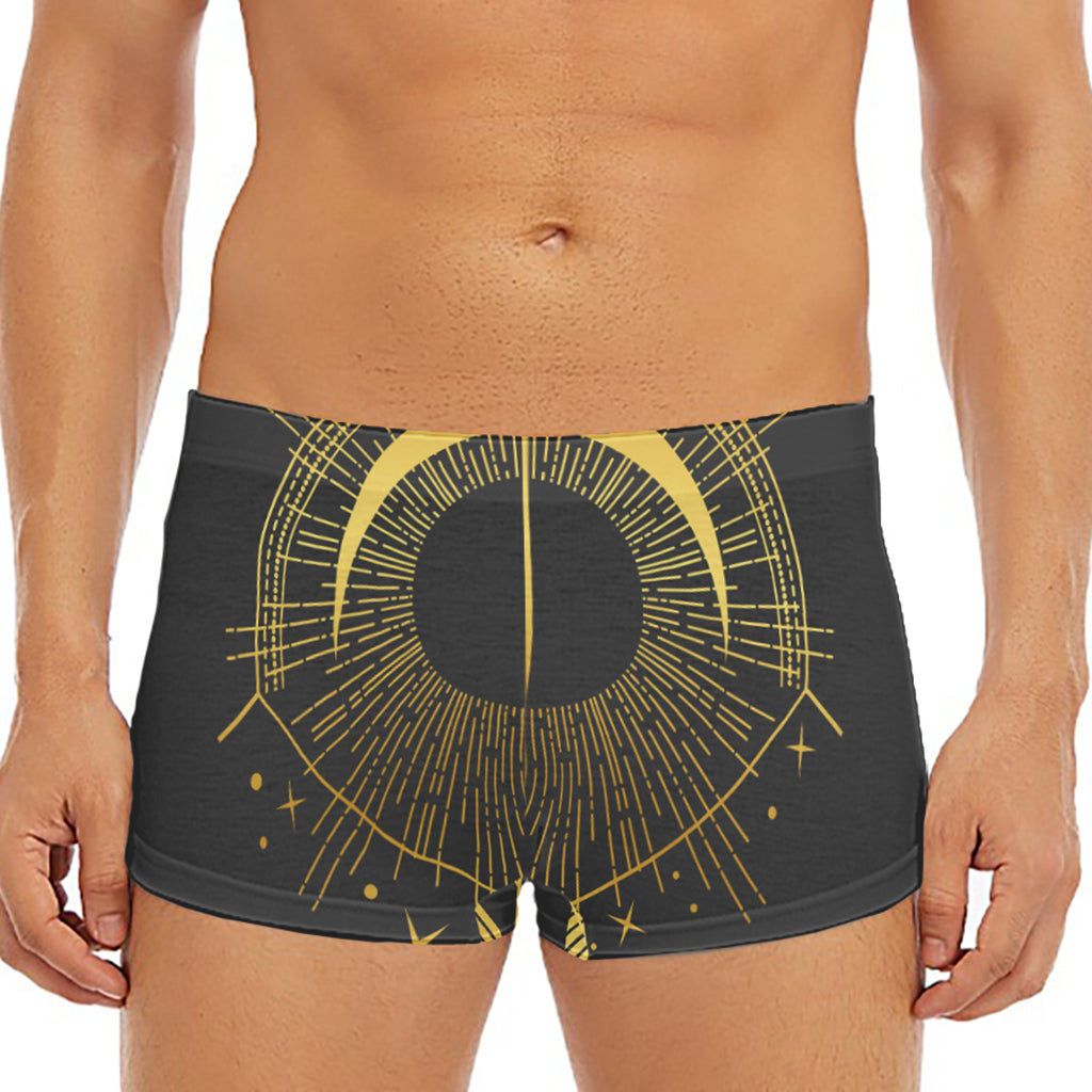 Gold Sagittarius Sign Print Men's Short Boxer Briefs