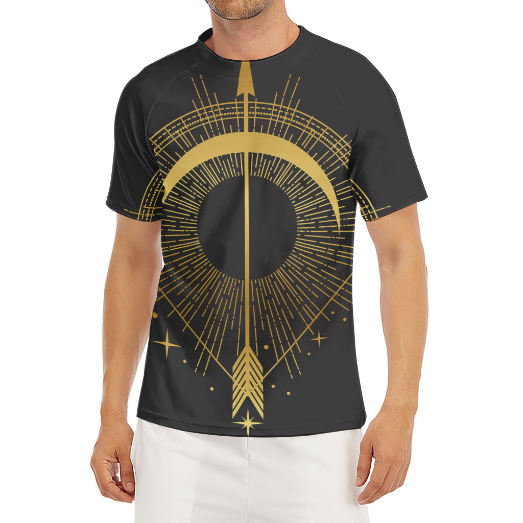 Gold Sagittarius Sign Print Men's Short Sleeve Rash Guard