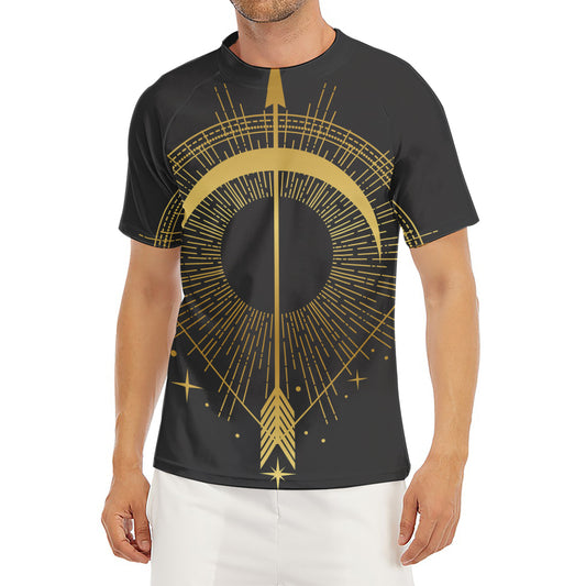 Gold Sagittarius Sign Print Men's Short Sleeve Rash Guard