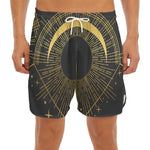 Gold Sagittarius Sign Print Men's Split Running Shorts