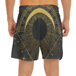 Gold Sagittarius Sign Print Men's Split Running Shorts