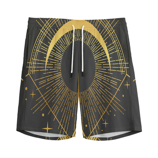 Gold Sagittarius Sign Print Men's Sports Shorts