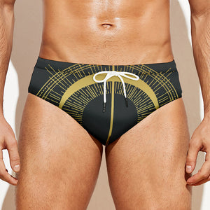 Gold Sagittarius Sign Print Men's Swim Briefs