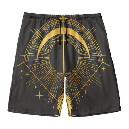 Gold Sagittarius Sign Print Men's Swim Trunks