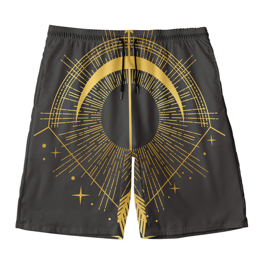 Gold Sagittarius Sign Print Men's Swim Trunks
