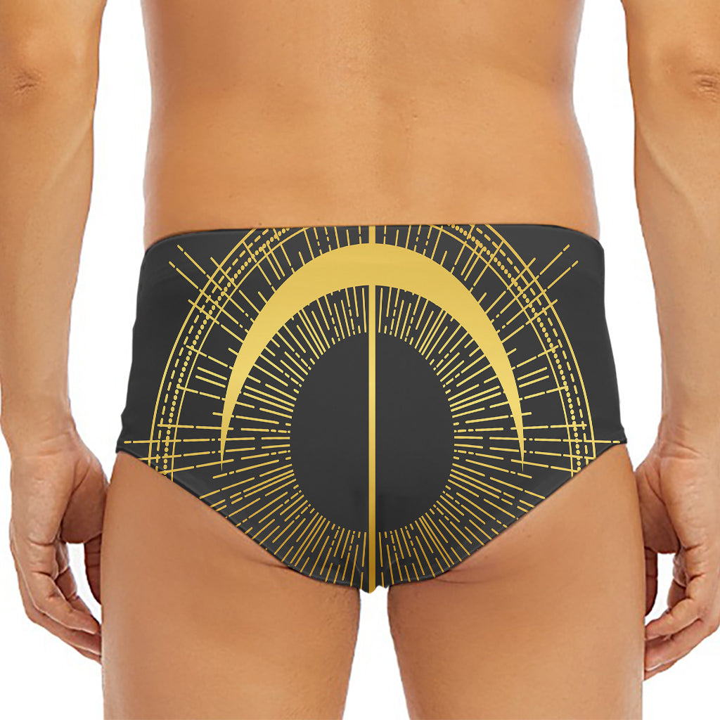 Gold Sagittarius Sign Print Men's Triangle Swim Briefs