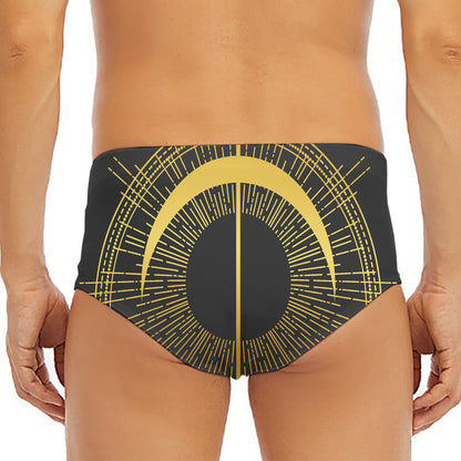 Gold Sagittarius Sign Print Men's Triangle Swim Briefs