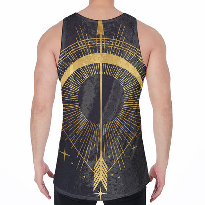 Gold Sagittarius Sign Print Men's Velvet Tank Top