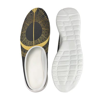 Gold Sagittarius Sign Print Mesh Casual Shoes
