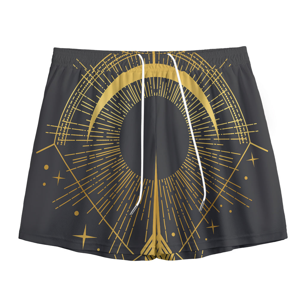 Gold Sagittarius Sign Print Mesh Shorts