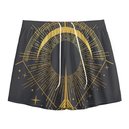 Gold Sagittarius Sign Print Mesh Shorts