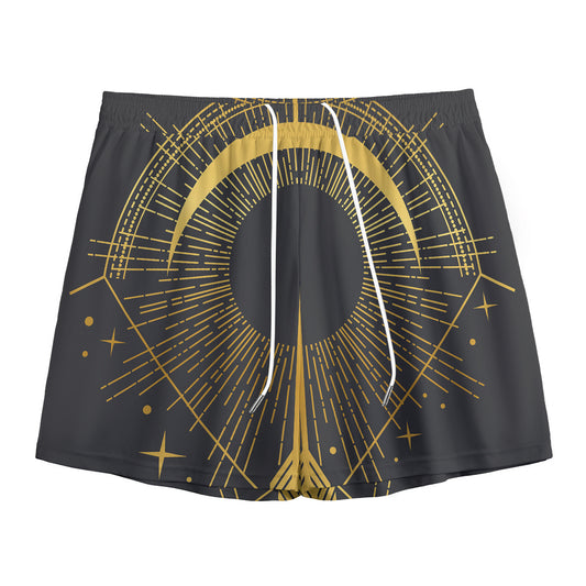 Gold Sagittarius Sign Print Mesh Shorts