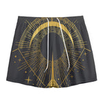Gold Sagittarius Sign Print Mesh Shorts