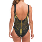 Gold Sagittarius Sign Print One Piece Swimsuit