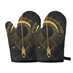 Gold Sagittarius Sign Print Oven Mitts