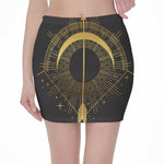 Gold Sagittarius Sign Print Pencil Mini Skirt