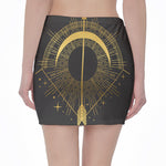 Gold Sagittarius Sign Print Pencil Mini Skirt