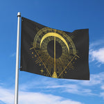 Gold Sagittarius Sign Print Polyester Flag