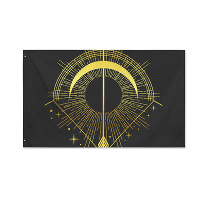Gold Sagittarius Sign Print Polyester Flag