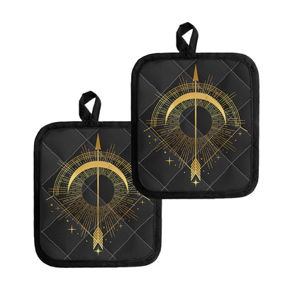 Gold Sagittarius Sign Print Pot Holders