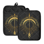 Gold Sagittarius Sign Print Pot Holders With Pocket