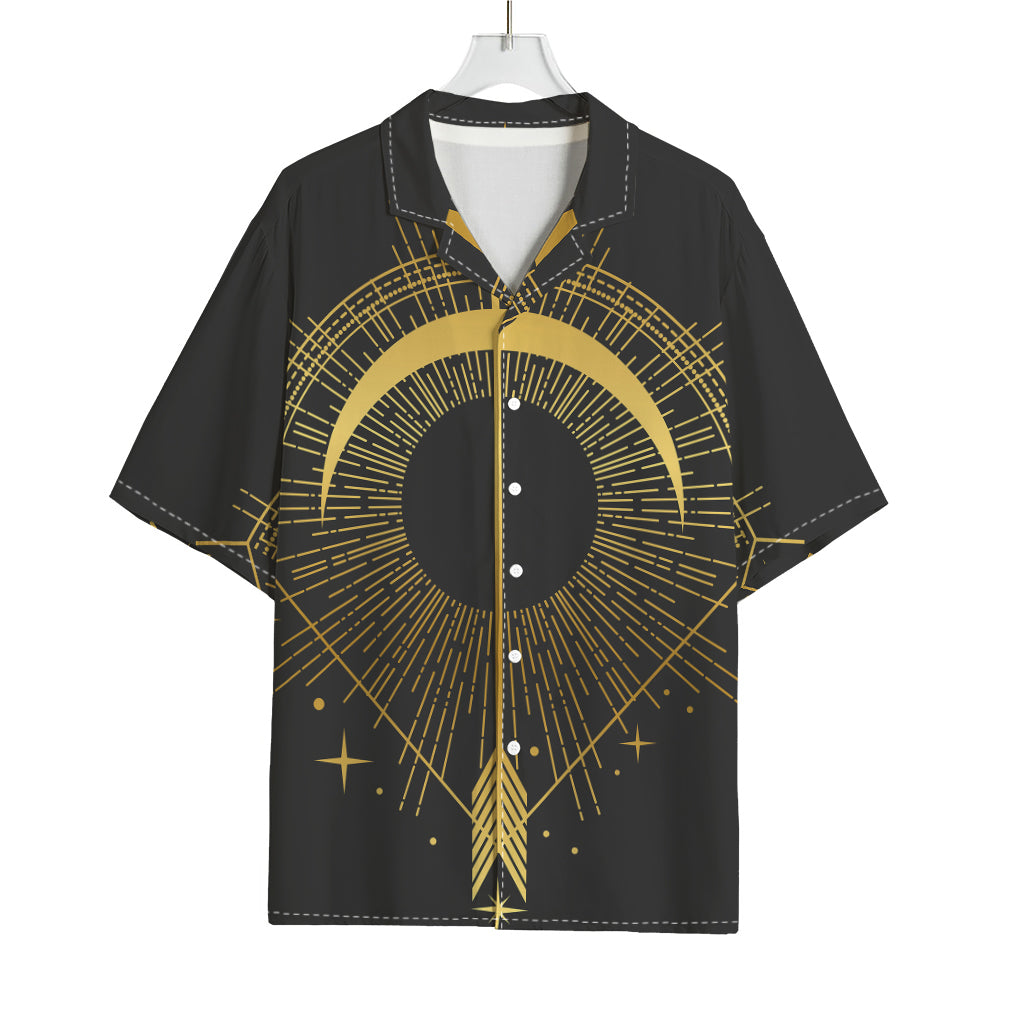 Gold Sagittarius Sign Print Rayon Hawaiian Shirt