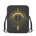 Gold Sagittarius Sign Print Rectangular Crossbody Bag