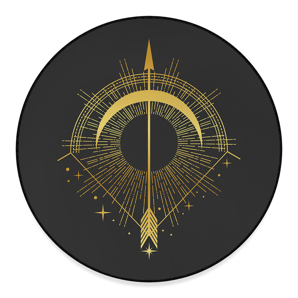 Gold Sagittarius Sign Print Round Floor Mat