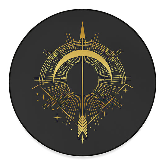 Gold Sagittarius Sign Print Round Floor Mat