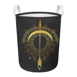 Gold Sagittarius Sign Print Round Laundry Basket