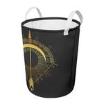 Gold Sagittarius Sign Print Round Laundry Basket