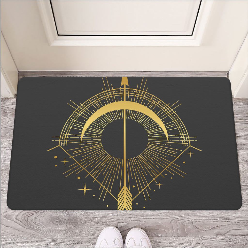 Gold Sagittarius Sign Print Rubber Doormat